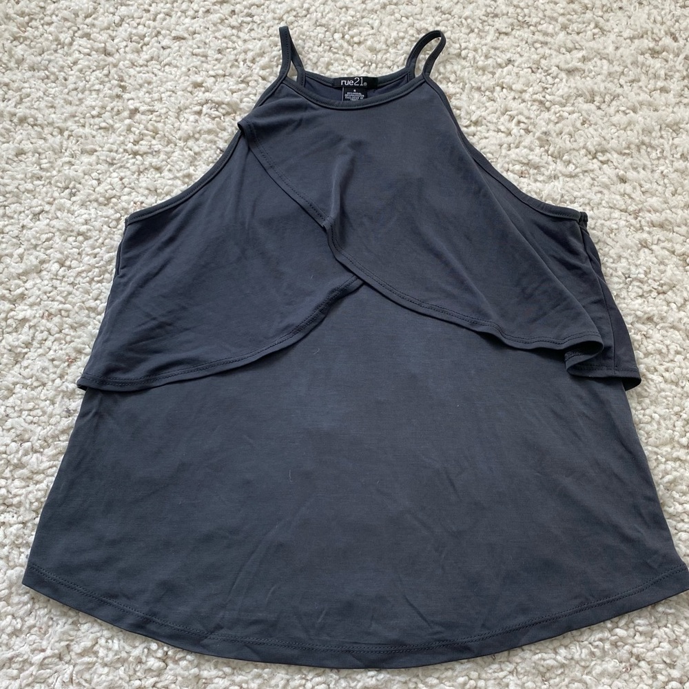 Rue21 Dark Grey Flowy Tank Top